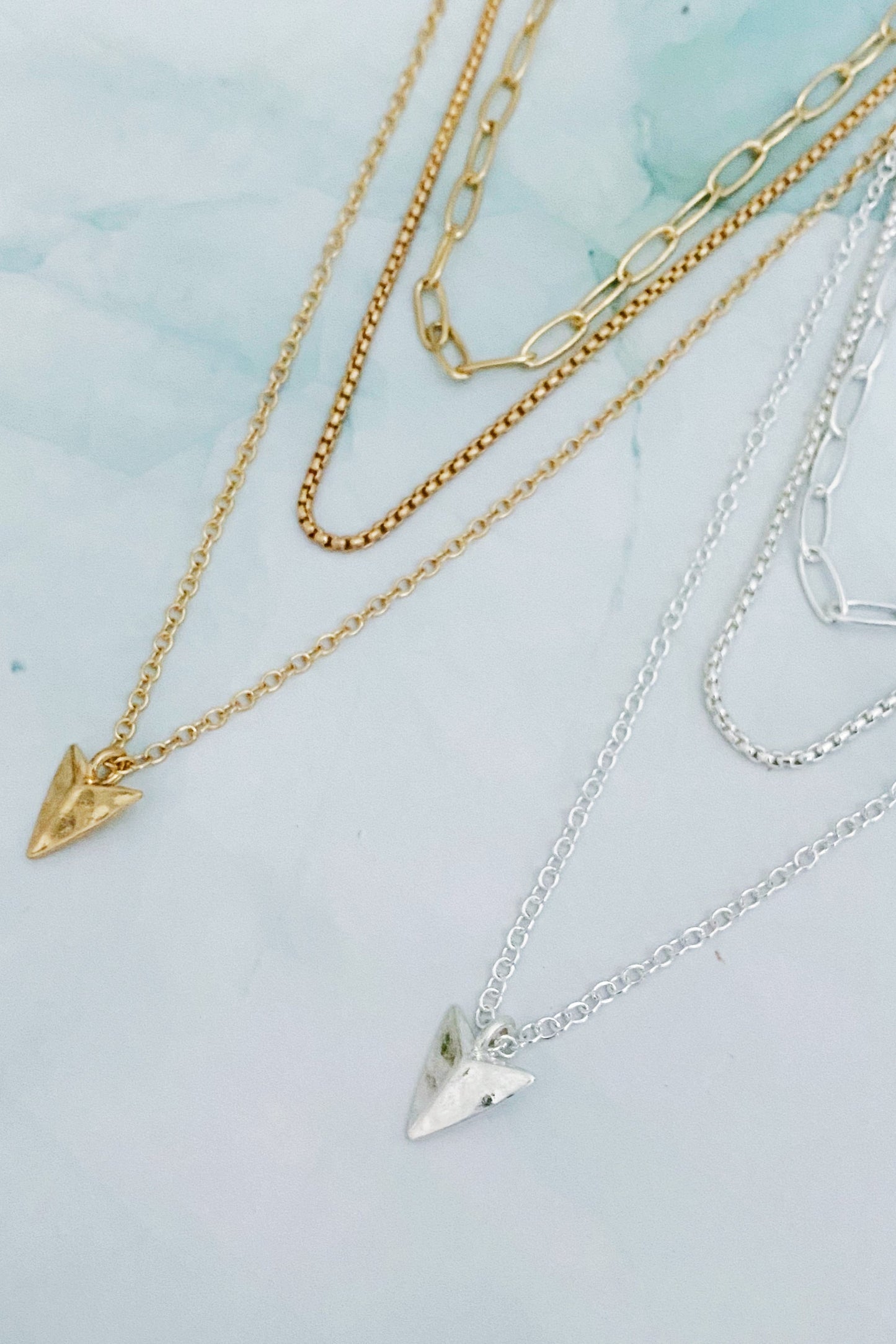 Arrowhead Triple Layered Chain Necklace Set Of 3