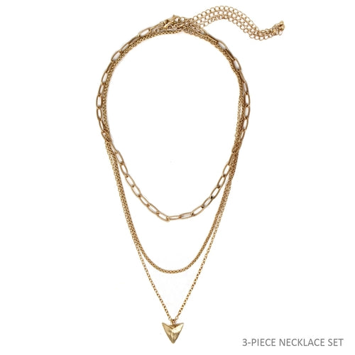 Arrowhead Triple Layered Chain Necklace Set Of 3