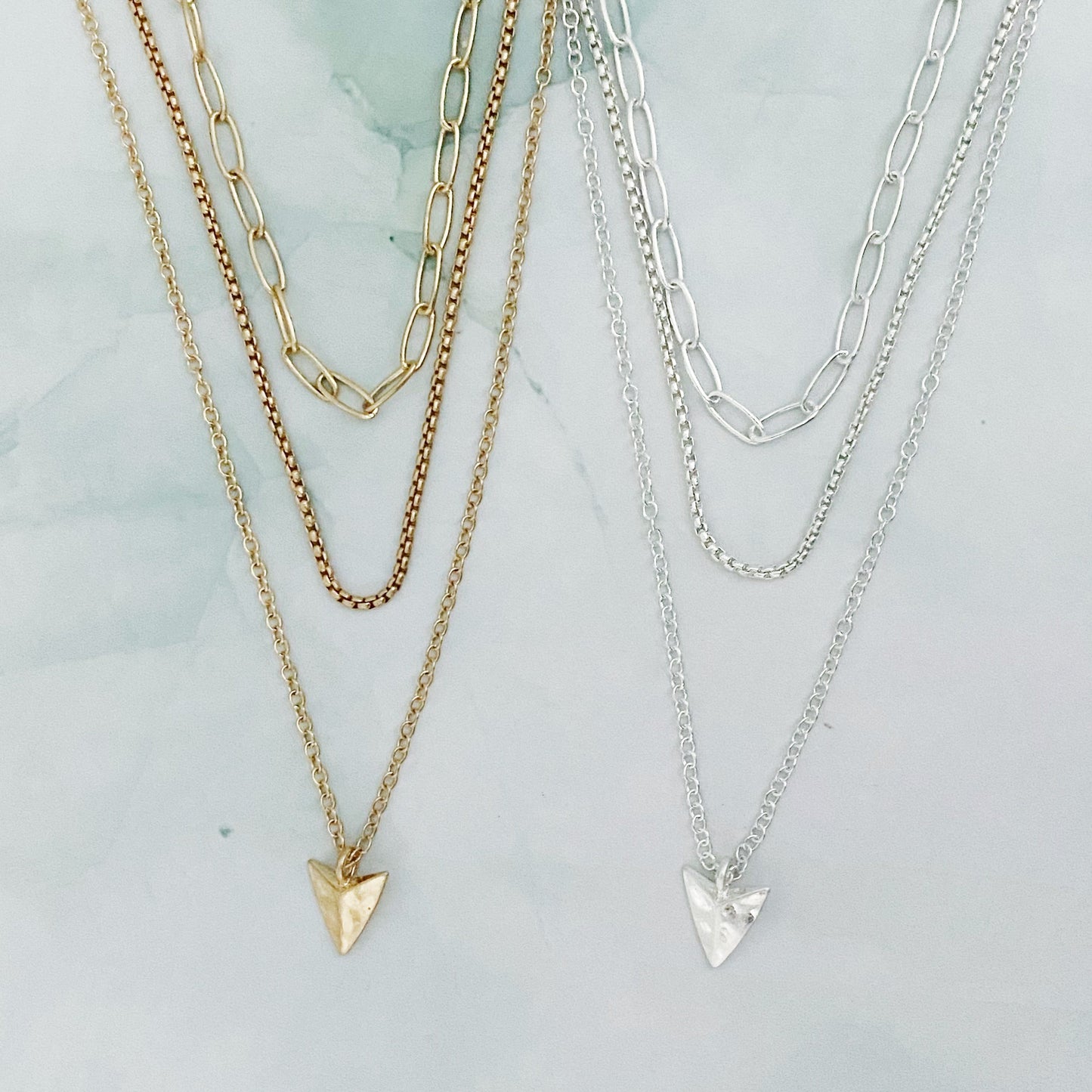 Arrowhead Triple Layered Chain Necklace Set Of 3