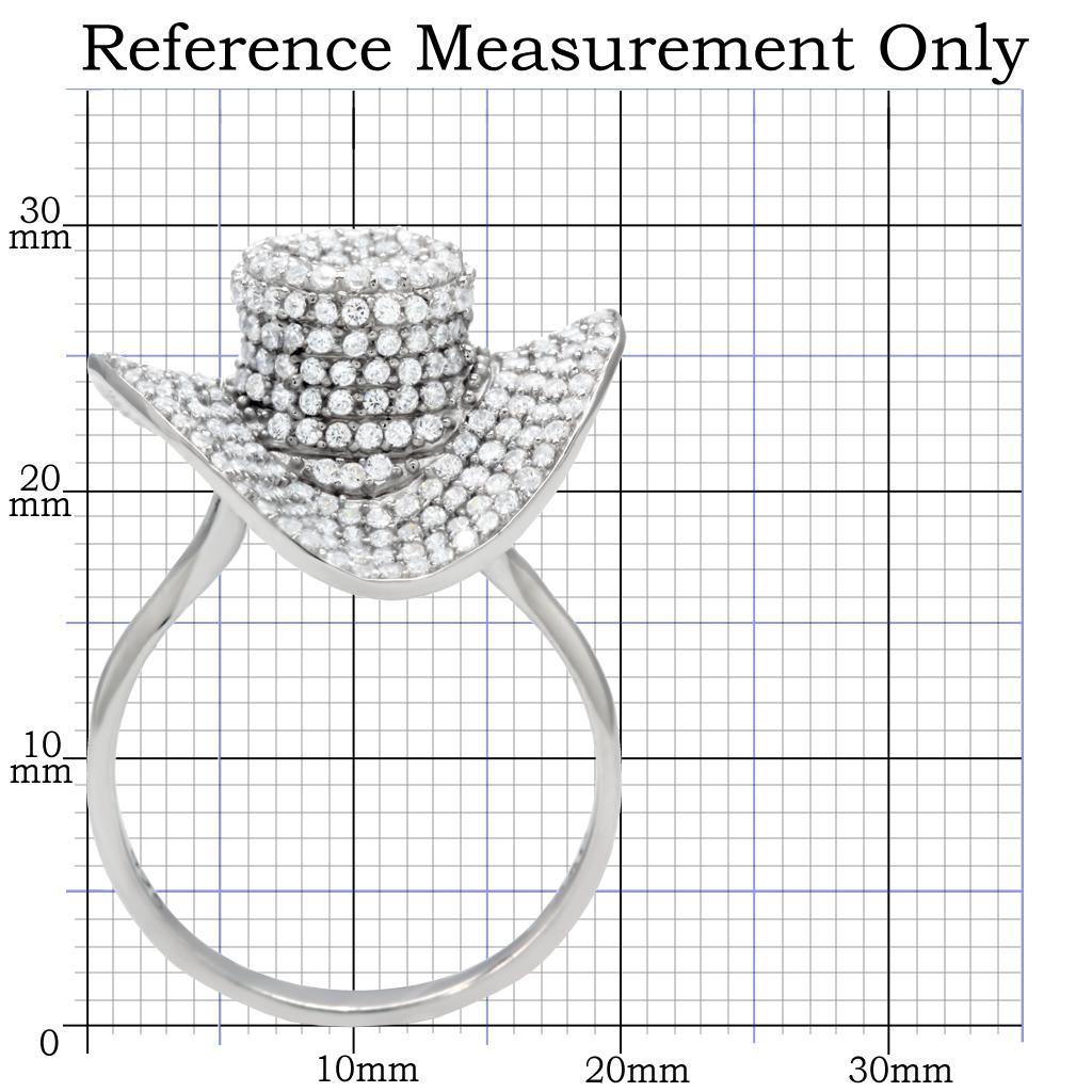 Rhodium 925 Sterling Silver Ring with AAA Grade CZ in Clear