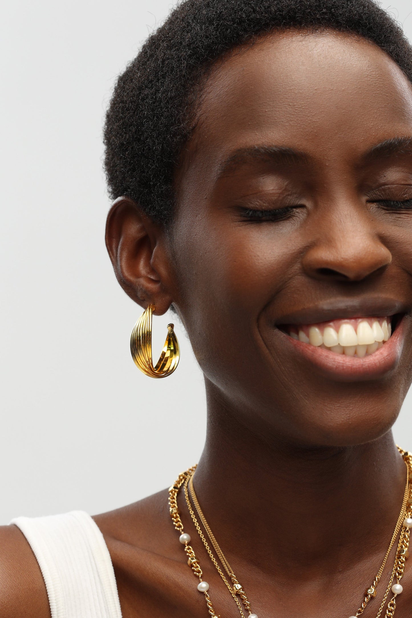 Gold Wave Hoop Earrings