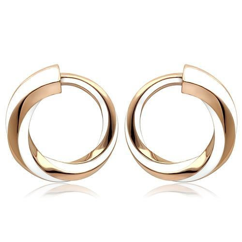 Rose Gold(Ion Plating) Stainless Steel Earrings with Epoxy
