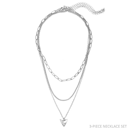 Arrowhead Triple Layered Chain Necklace Set Of 3