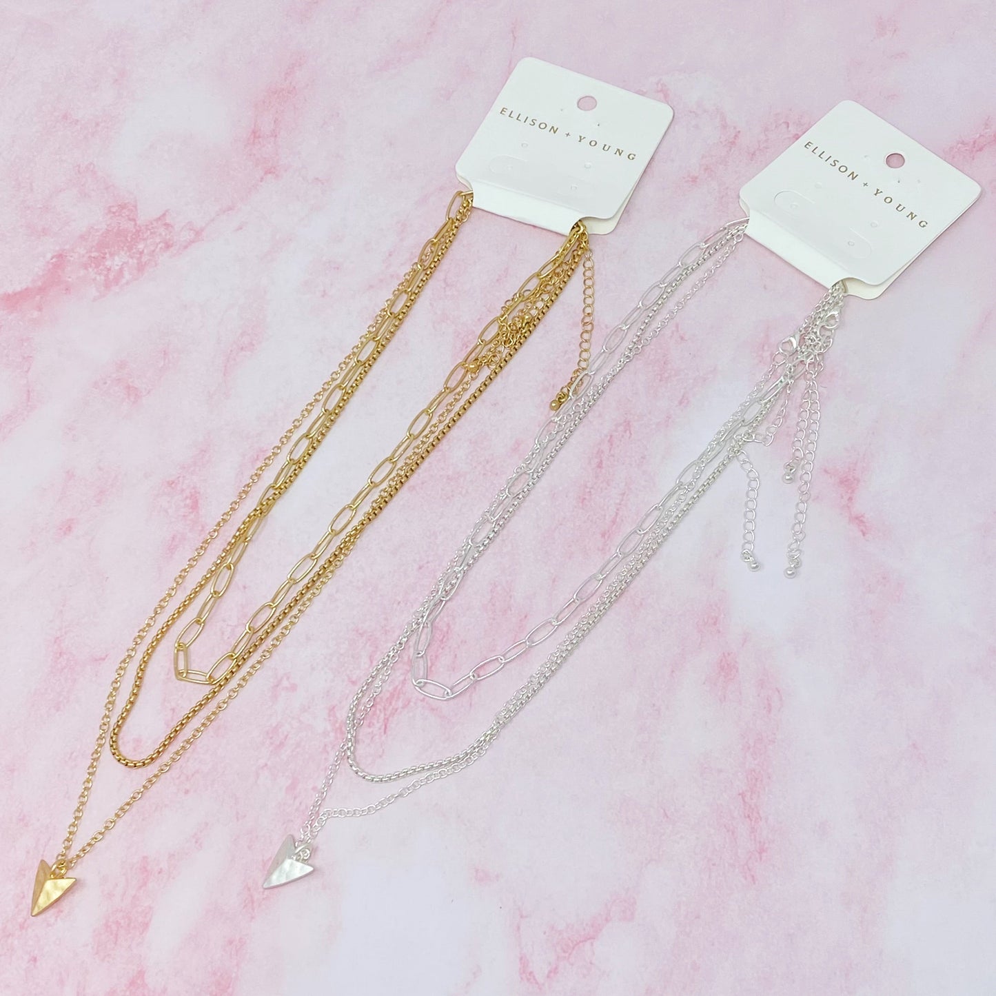 Arrowhead Triple Layered Chain Necklace Set Of 3