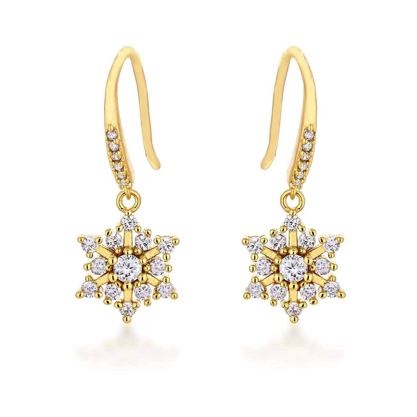 Gold Plated Snowflake Drop Earrings