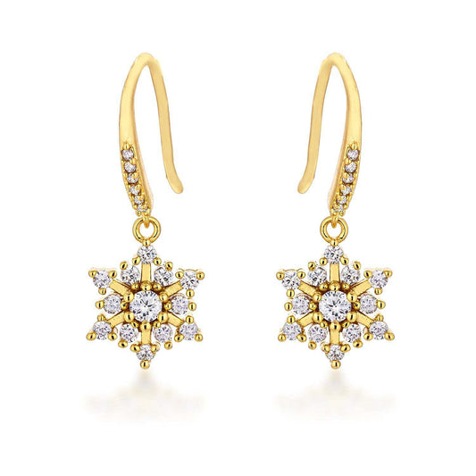 Gold Plated Snowflake Drop Earrings