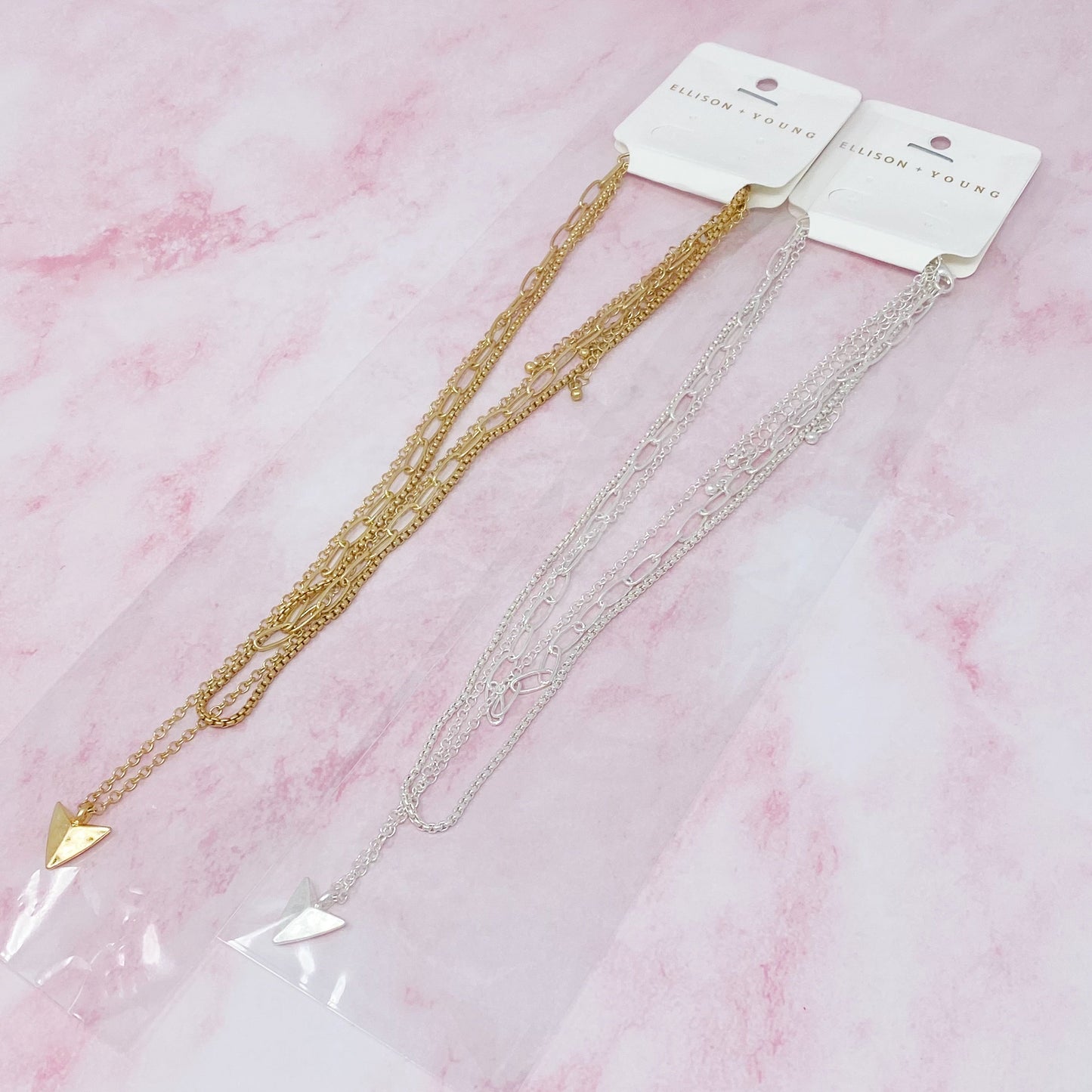 Arrowhead Triple Layered Chain Necklace Set Of 3