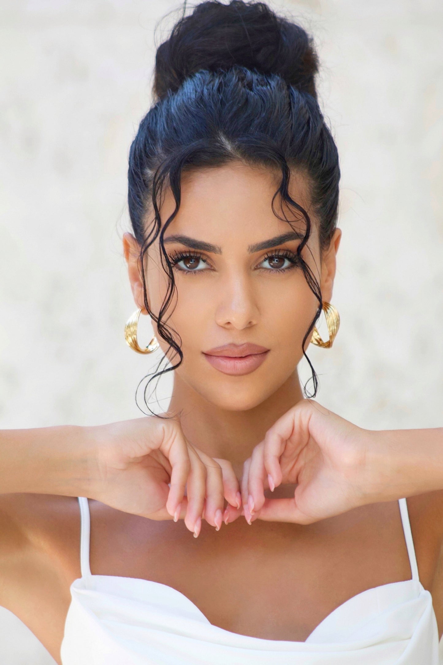 Gold Wave Hoop Earrings