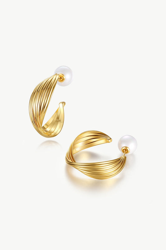 Gold Wave Hoop Earrings