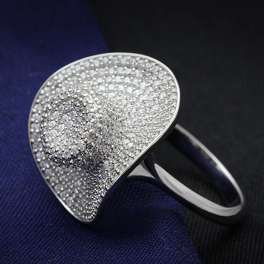 Rhodium 925 Sterling Silver Ring with AAA Grade CZ  in Clear